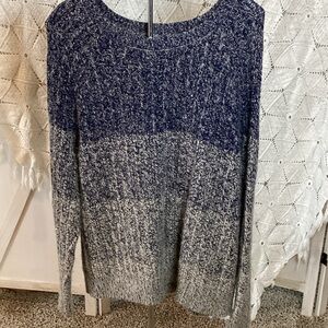 Lucky Brand Navy and Gray Crew Neck Sweater